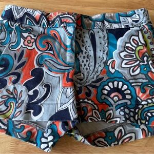 J. Crew Multicolor Paisley Bike Shorts in Teal, Navy & Coral